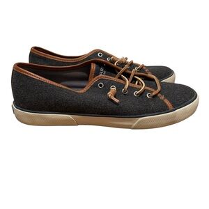 Sperry Women’s Wool Felt Sneakers Charcoal Brown Trim Size 10M